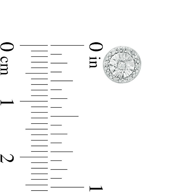 Main Image 3 of 1/20 CT. T.W. Diamond Bead Frame Stud Earrings in Sterling Silver