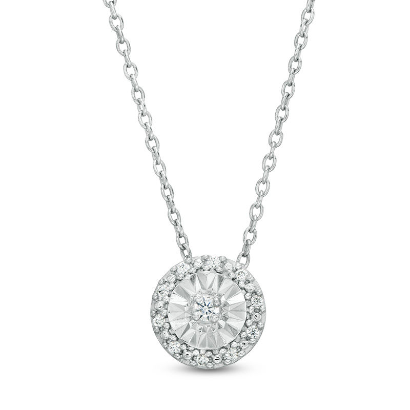 Main Image 1 of 1/20 CT. T.W. Diamond Frame Pendant in Sterling Silver