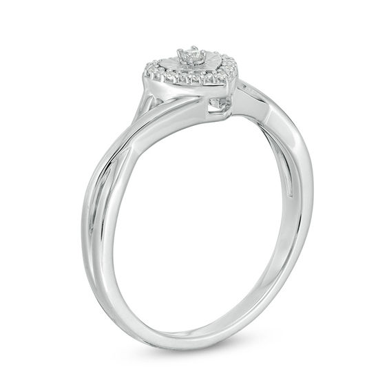 1/20 CT. T.w. Diamond Heart Frame Twist Ring in Sterling Silver