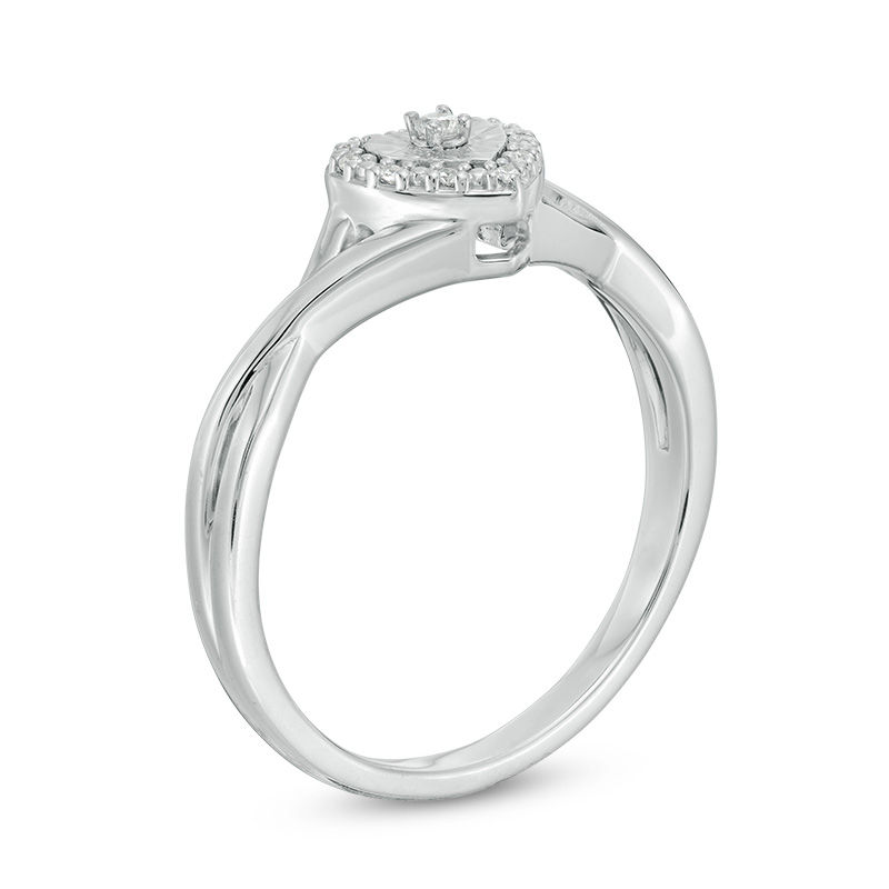 Main Image 3 of 1/20 CT. T.W. Diamond Heart Frame Twist Ring in Sterling Silver