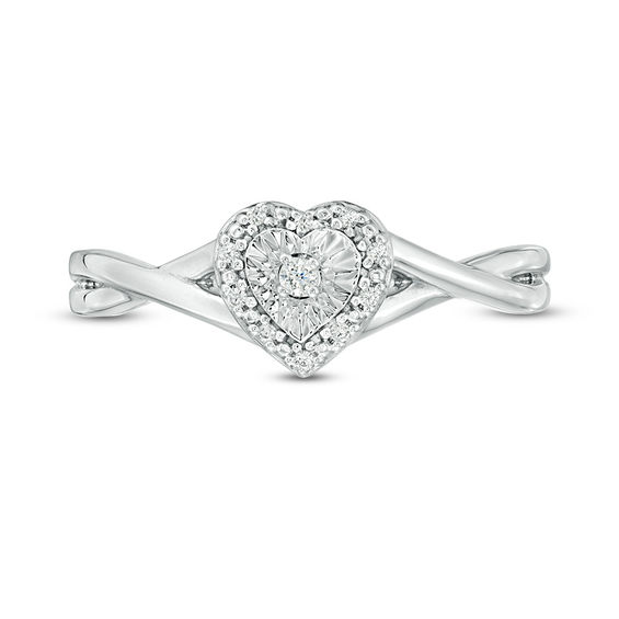 1/20 CT. T.w. Diamond Heart Frame Twist Ring in Sterling Silver