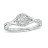 Thumbnail Image 1 of 1/20 CT. T.W. Diamond Frame Twist Ring in Sterling Silver