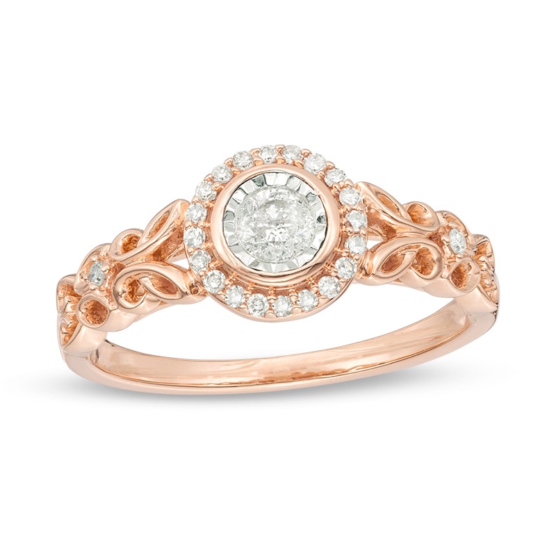 1/4 CT. T.W. Diamond Frame Butterfly Promise Ring in 10K Rose Gold