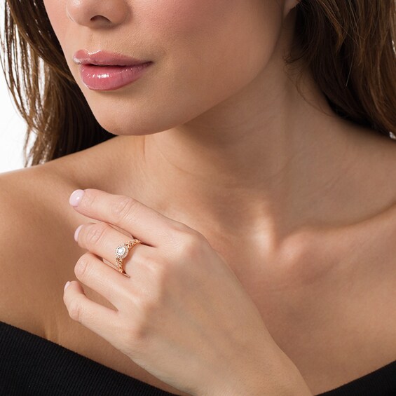 1/4 CT. T.w. Diamond Frame Butterfly Promise Ring in 10K Rose Gold