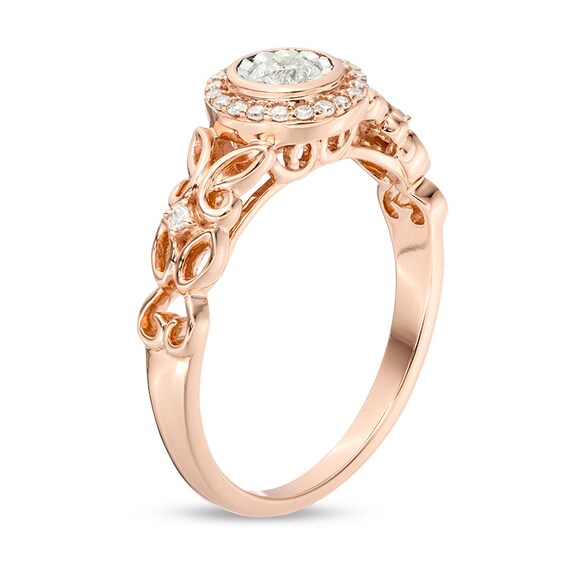 1/4 CT. T.w. Diamond Frame Butterfly Promise Ring in 10K Rose Gold