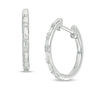 Thumbnail Image 1 of 1/6 CT. T.W. Baguette and Round Diamond Hoop Earrings in 10K White Gold