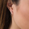 Thumbnail Image 2 of 1/6 CT. T.W. Baguette and Round Diamond Hoop Earrings in 10K White Gold