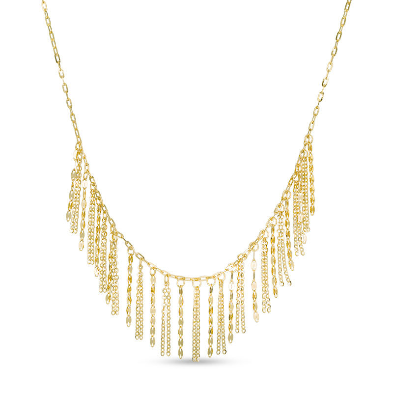 Main Image 1 of Made in Italy Valentino Chain Multi-Strand Fringe Necklace in 14K Gold - 20&quot;