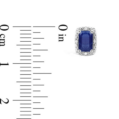 HALO STUD EARRINGS W/ LAB DIAMONDS & TANZANITE /925 STERLING SILVER 9.2 MM HALO STUD EARRINGS W/ LAB DIAMONDS & TANZANITE /925 STERLING SILVER 9.2 MM
