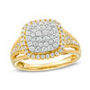 Thumbnail Image 1 of 3/4 CT. T.W. Composite Diamond Double Cushion Frame Vintage-Style Ring in 10K Gold