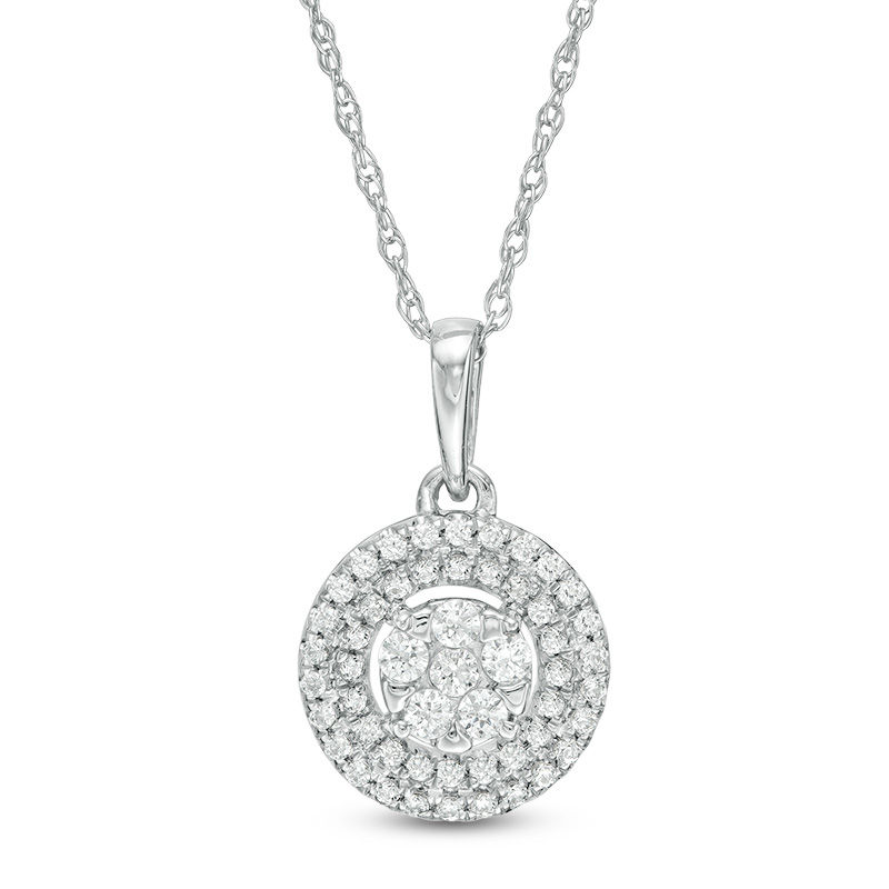 Main Image 1 of 1/4 CT. T.W. Composite Diamond Double Frame Pendant in 10K White Gold