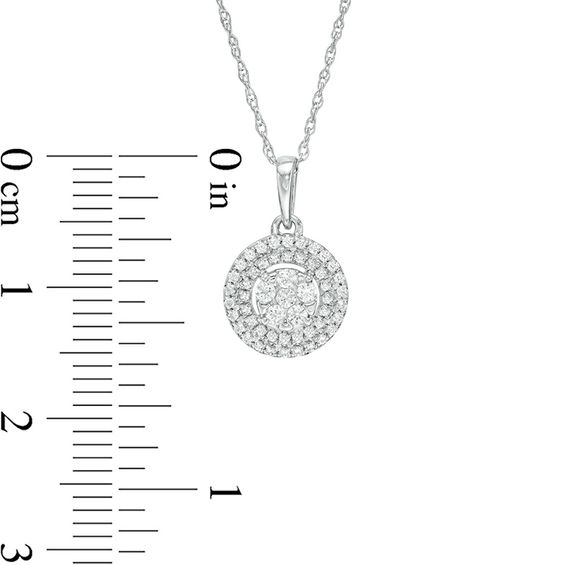 1/4 CT. T.w. Composite Diamond Double Frame Pendant in 10K White Gold