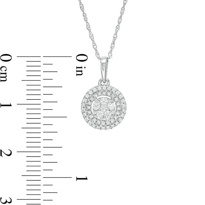Main Image 3 of 1/4 CT. T.W. Composite Diamond Double Frame Pendant in 10K White Gold