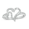 Thumbnail Image 1 of 1/20 CT. T.W. Diamond Double Heart Ring in Sterling Silver