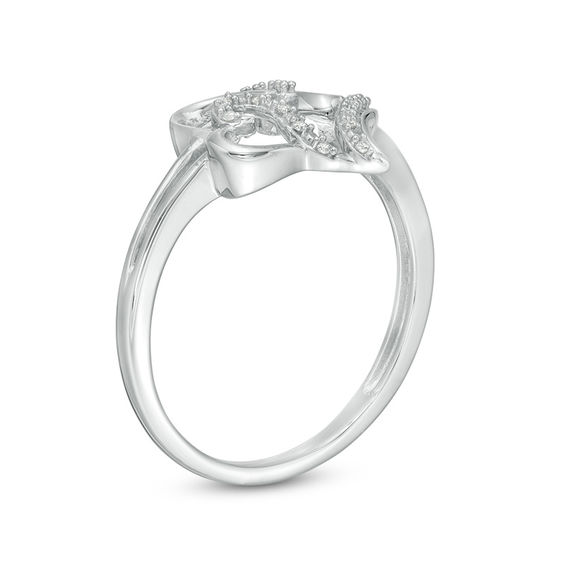 1/20 CT. T.w. Diamond Double Heart Ring in Sterling Silver