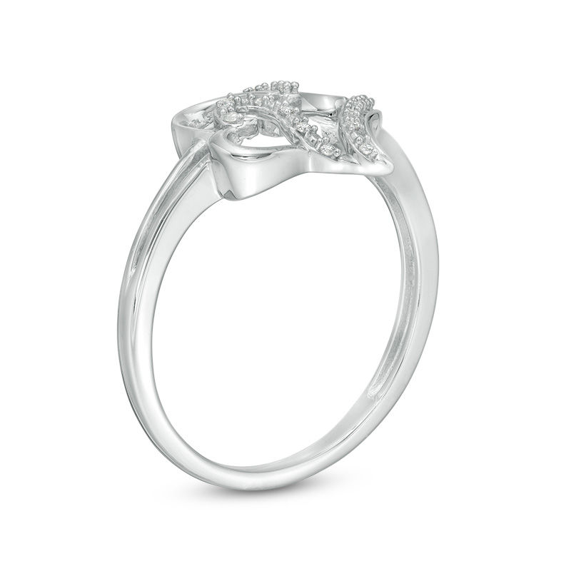 Main Image 3 of 1/20 CT. T.W. Diamond Double Heart Ring in Sterling Silver