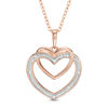 Thumbnail Image 1 of Diamond Accent Interlocking Hearts Pendant in Sterling Silver with 14K Rose Gold Plate
