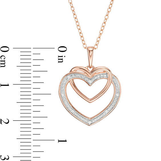 Diamond Accent Interlocking Hearts Pendant in Sterling Silver with 14K Rose Gold Plate