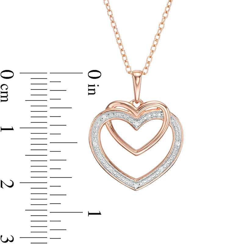 Main Image 3 of Diamond Accent Interlocking Hearts Pendant in Sterling Silver with 14K Rose Gold Plate
