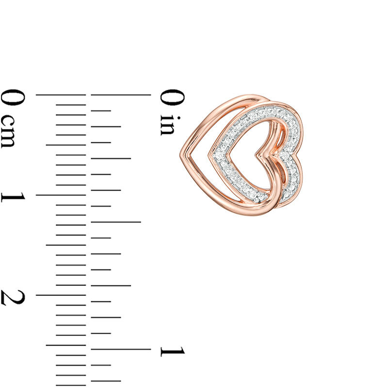 Main Image 3 of Diamond Accent Interlocking Hearts Stud Earrings in Sterling Silver with 14K Rose Gold Plate