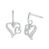 Thumbnail Image 1 of 1/20 CT. T.W. Diamond Double Heart Drop Earrings in Sterling Silver