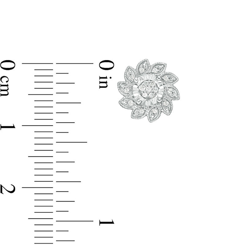 Main Image 3 of 1/8 CT. T.W. Diamond Flower Vintage-Style Stud Earrings in Sterling Silver