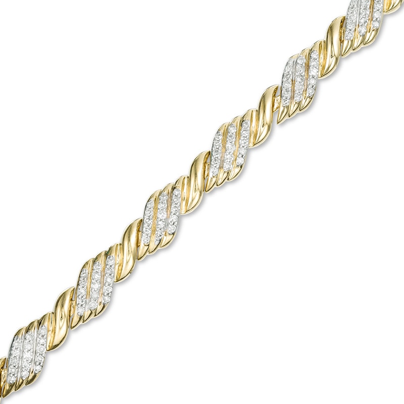 1 CT. T.W. Diamond Rolling Flame Link Bracelet in 10K Gold - 7.25"