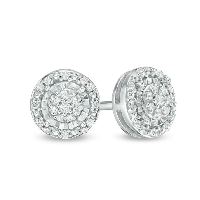 1/6 CT. T.W. Composite Diamond Frame Stud Earrings in Sterling Silver