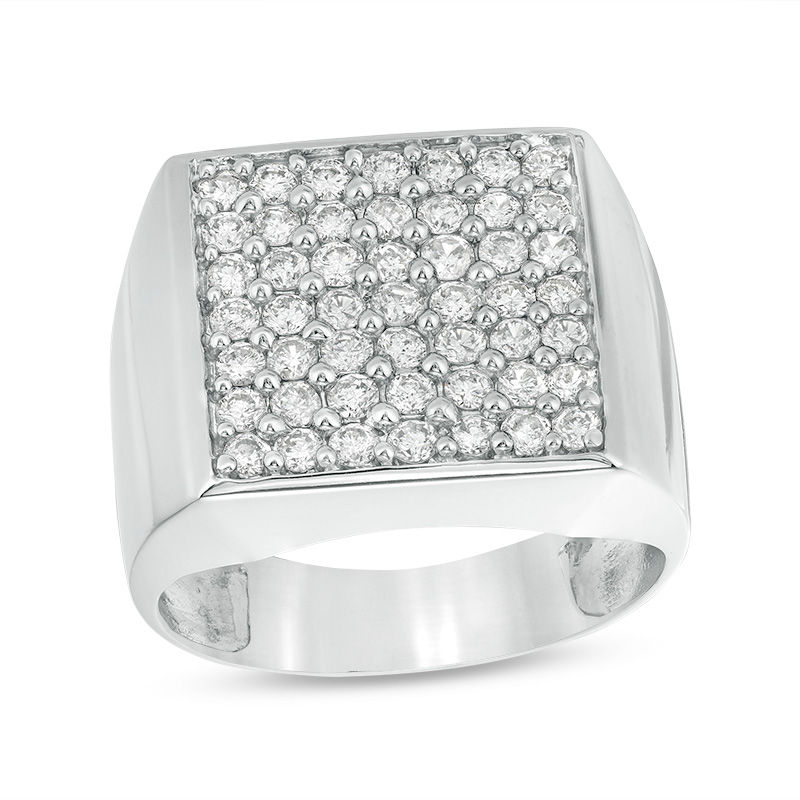 Men's 1-1/2 CT. T.W. Composite Diamond Square Ring in 14K White Gold