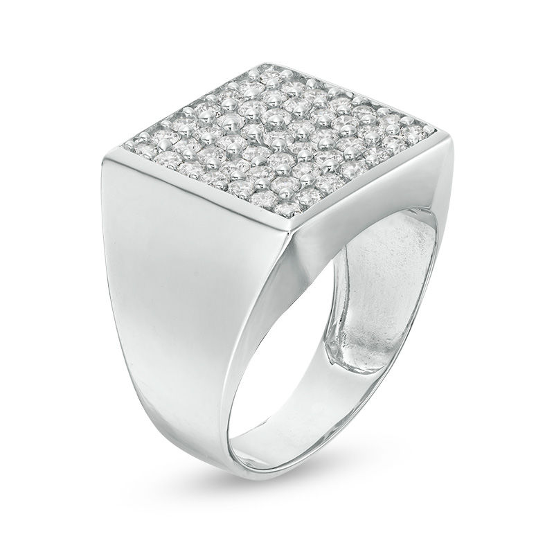 Men's 1-1/2 CT. T.W. Composite Diamond Square Ring in 14K White Gold