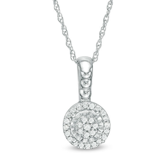 1/10 CT. T.W. Composite Diamond Frame Beaded Pendant in 10K White Gold 1/10 CT. T.W. Composite Diamond Frame Beaded Pendant in 10K White Gold