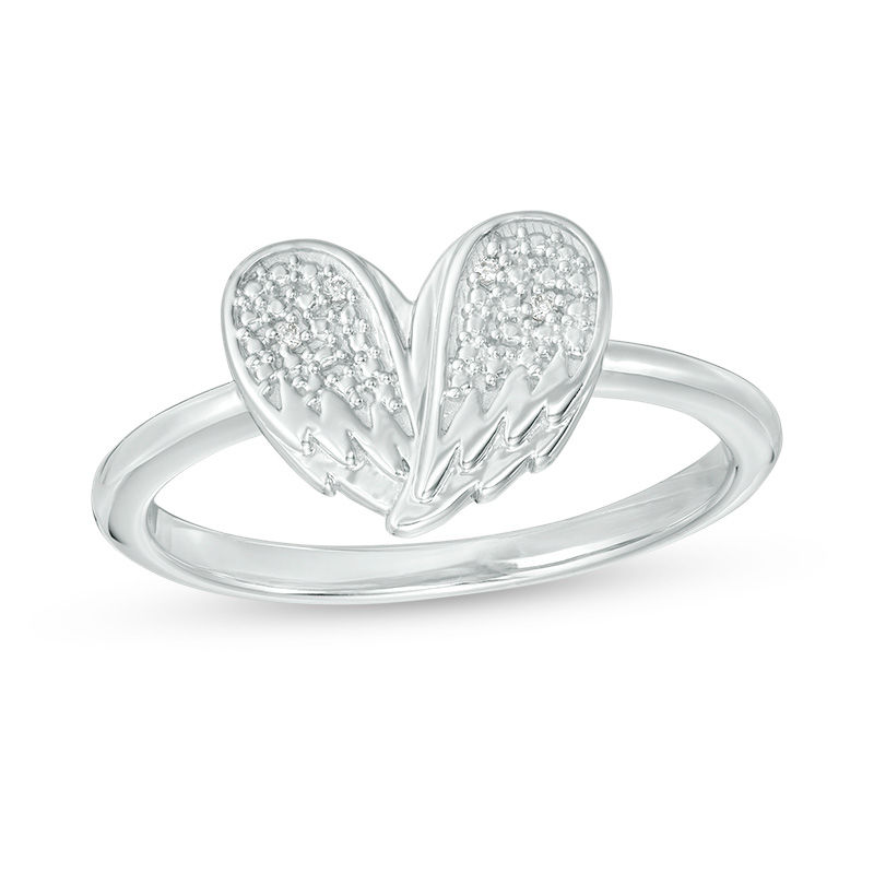 Diamond Accent Angel Wings Ring in Sterling Silver