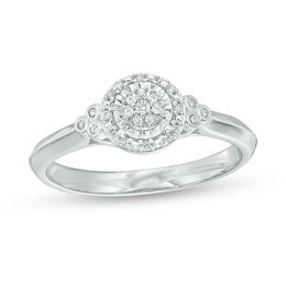 1/10 CT. T.W. Composite Diamond Frame Tri-Sides Promise Ring in Sterling Silver