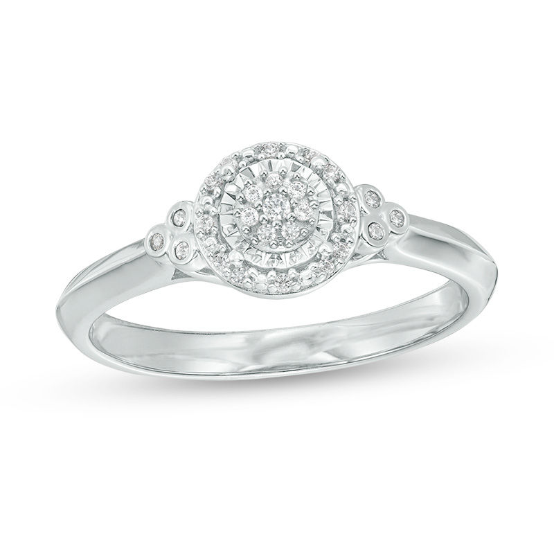 Main Image 1 of 1/10 CT. T.W. Composite Diamond Frame Tri-Sides Promise Ring in Sterling Silver