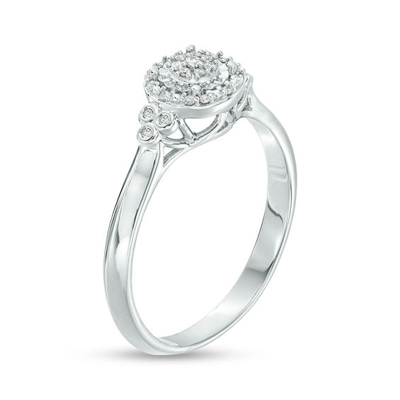 1/10 CT. T.w. Composite Diamond Frame Tri-Sides Promise Ring in Sterling Silver
