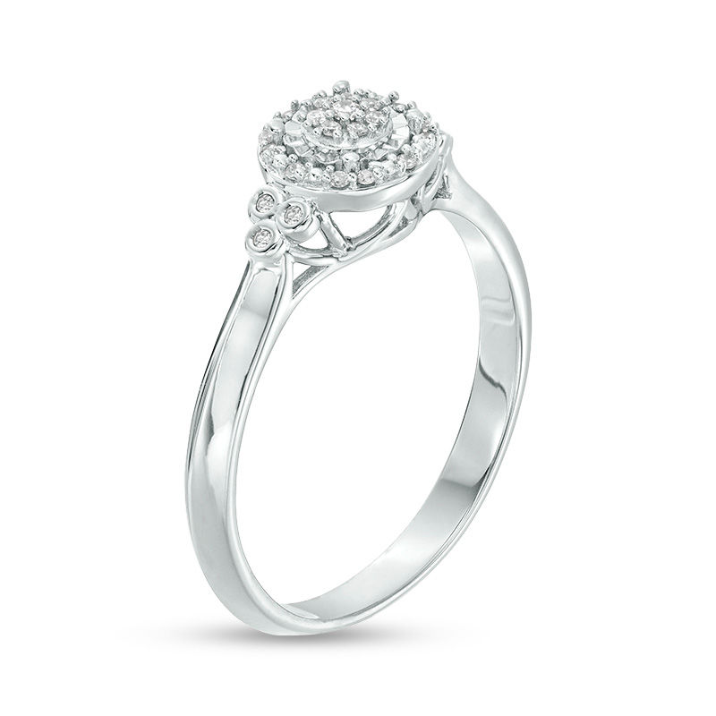 Main Image 3 of 1/10 CT. T.W. Composite Diamond Frame Tri-Sides Promise Ring in Sterling Silver