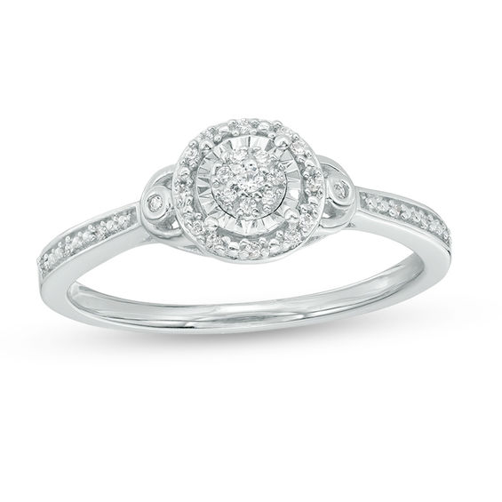 1/10 CT. T.W. Composite Diamond Frame Promise Ring in Sterling Silver 1/10 CT. T.W. Composite Diamond Frame Promise Ring in Sterling Silver