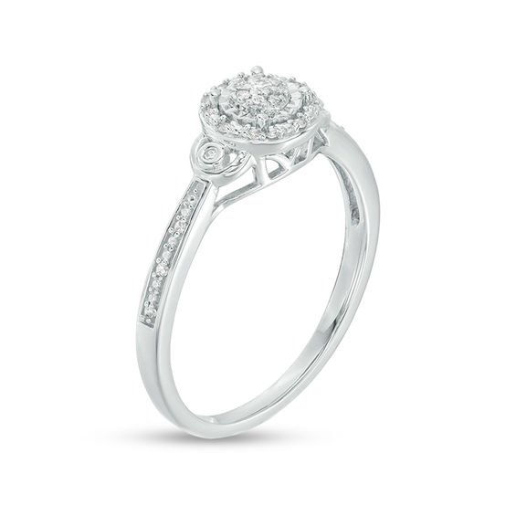 1/10 CT. T.w. Composite Diamond Frame Promise Ring in Sterling Silver