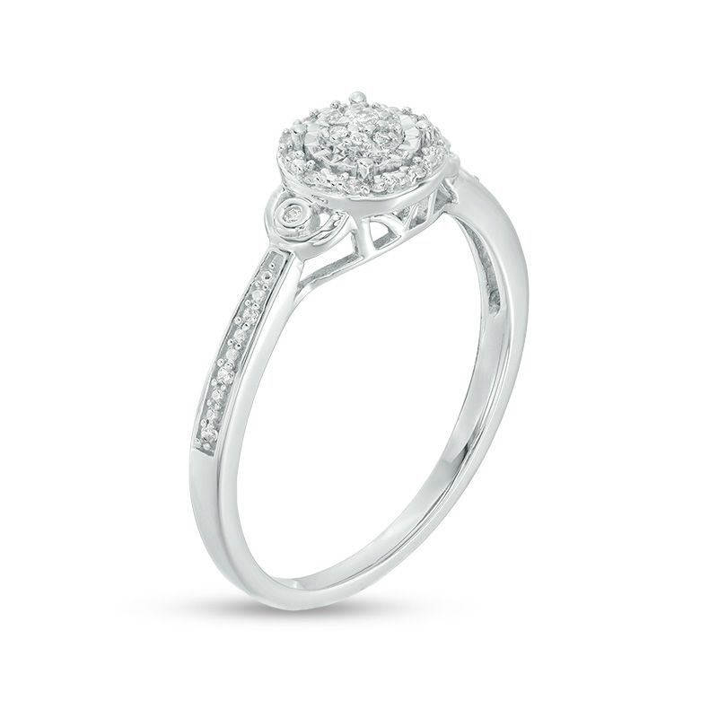 Main Image 3 of 1/10 CT. T.W. Composite Diamond Frame Promise Ring in Sterling Silver
