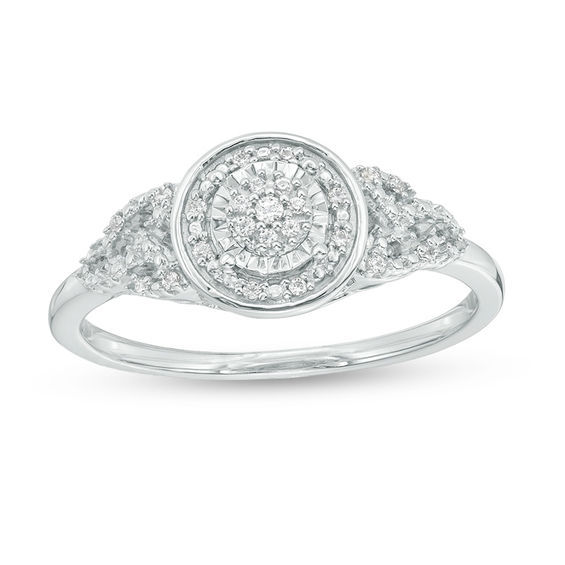 1/10 CT. T.W. Composite Diamond Frame Celtic Knot-Sides Promise Ring in Sterling Silver 1/10 CT. T.W. Composite Diamond Frame Celtic Knot-Sides Promise Ring in Sterling Silver