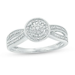 1/10 CT. T.W. Composite Diamond Crossover Vintage-Style Promise Ring in Sterling Silver