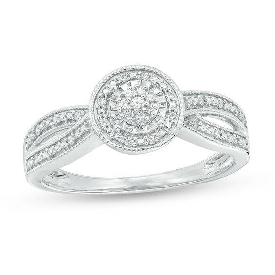 1/10 CT. T.w. Composite Diamond Crossover Vintage-Style Promise Ring in Sterling Silver
