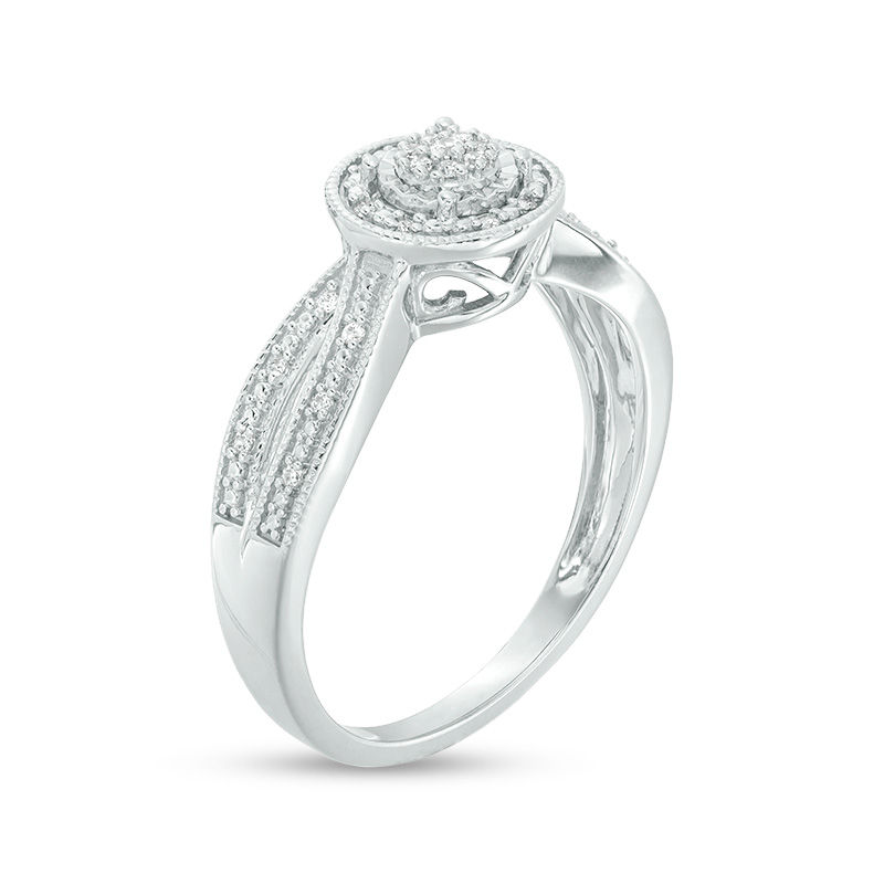 Main Image 3 of 1/10 CT. T.W. Composite Diamond Crossover Vintage-Style Promise Ring in Sterling Silver