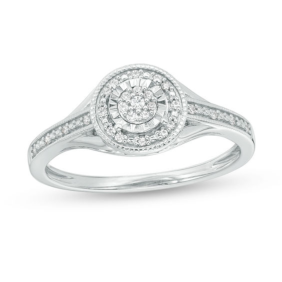 1/10 CT. T.W. Composite Diamond Frame Promise Ring in Sterling Silver 1/10 CT. T.W. Composite Diamond Frame Promise Ring in Sterling Silver