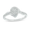 Thumbnail Image 1 of 1/10 CT. T.W. Composite Diamond Pear-Shaped Frame Bypass Promise Ring in Sterling Silver