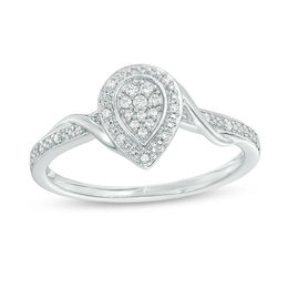 1/10 CT. T.W. Composite Diamond Pear-Shaped Frame Bypass Promise Ring in Sterling Silver