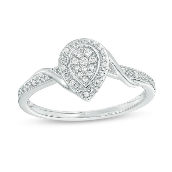 1/10 CT. T.w. Composite Diamond Pear-Shaped Frame Bypass Promise Ring in Sterling Silver