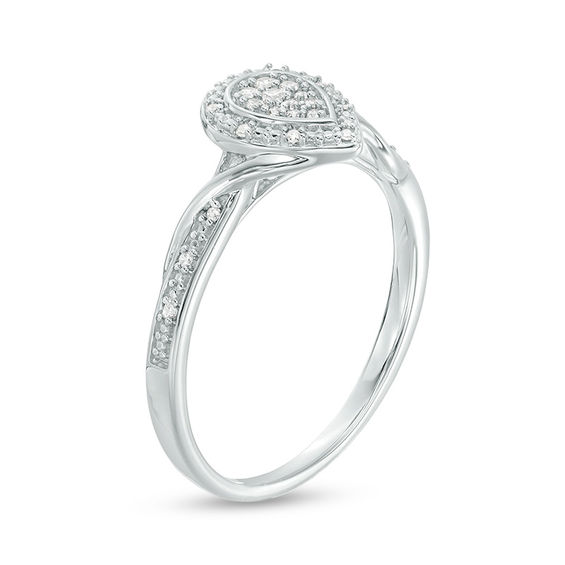 1/10 CT. T.w. Composite Diamond Pear-Shaped Frame Bypass Promise Ring in Sterling Silver