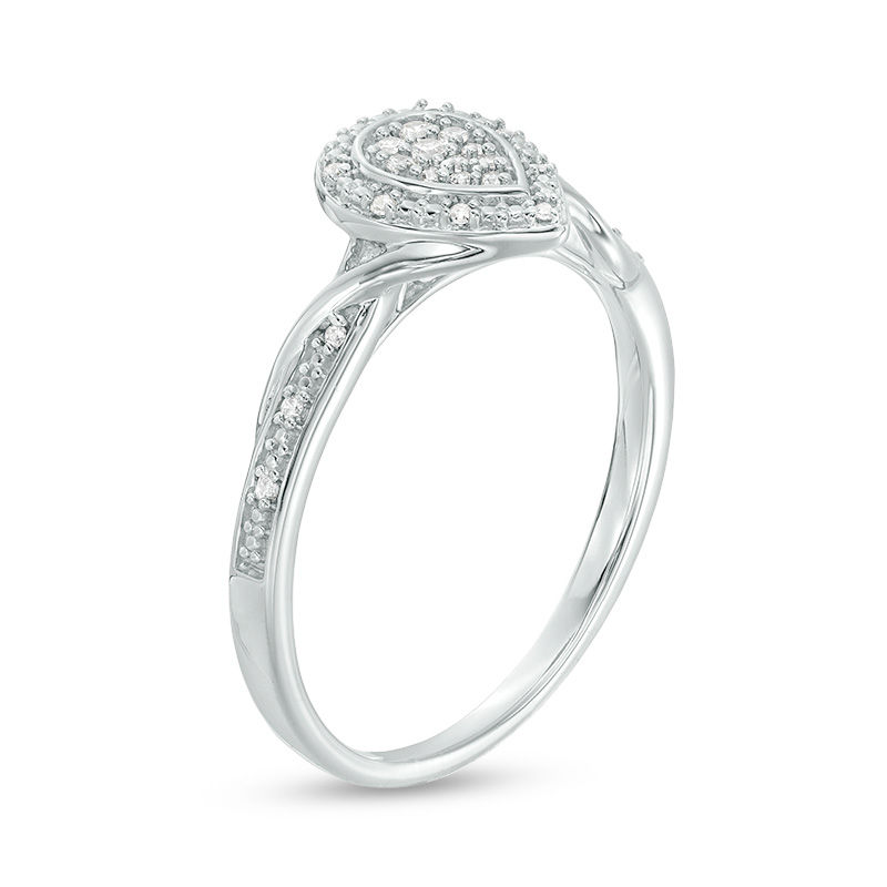 Main Image 3 of 1/10 CT. T.W. Composite Diamond Pear-Shaped Frame Bypass Promise Ring in Sterling Silver