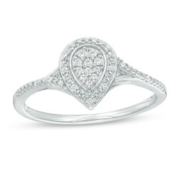 1/10 CT. T.W. Composite Diamond Pear-Shaped Frame Promise Ring in Sterling Silver